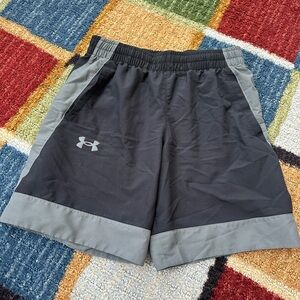 Under Armour boys Charcoal and Light Gray Athletic Shorts